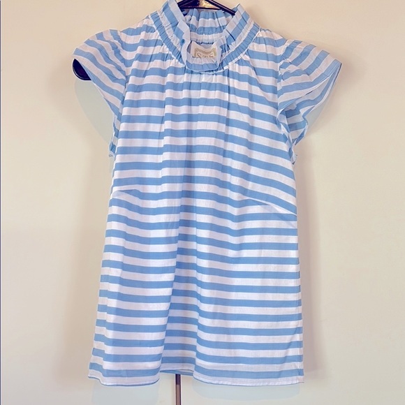 Sail to Sable Ruffle Collar Top in Blue Stripe XS, NWT - Picture 1 of 5
